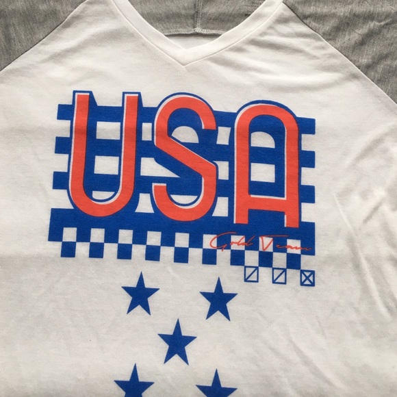 NEW USA Patriotic Oversized V-Neck Tee Shirt - Picture 2 of 3