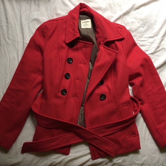 Red pea coat medium - Picture 1 of 3