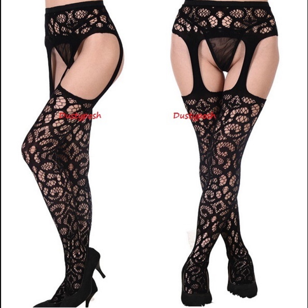 Lace Suspender Garter Belt Pantyhose Stockings Thigh High Lingerie Sexy Gift - Picture 2 of 2