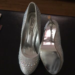 Wedding Sparkling silver crystal pumps shoes prom
