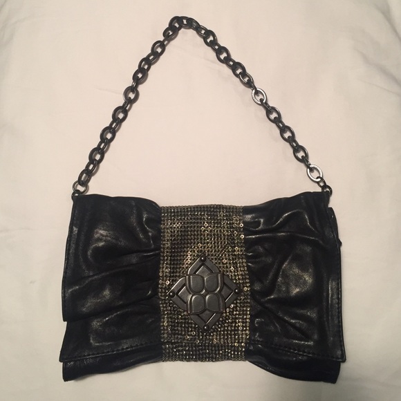 BCBG Black Bow Clutch