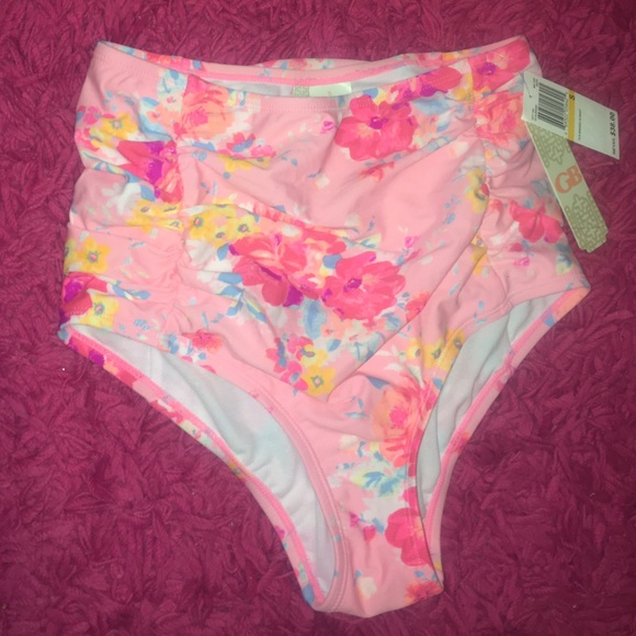 Floral High Waisted bikini bottom