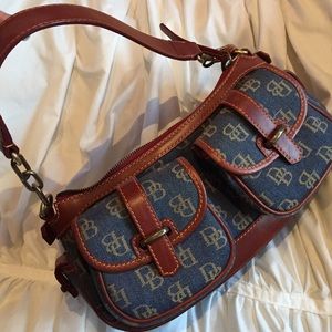 Denim and brown Dooney and Bourke bag