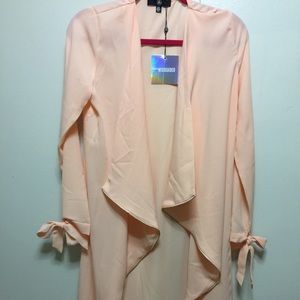 Nude chiffon duster long coat