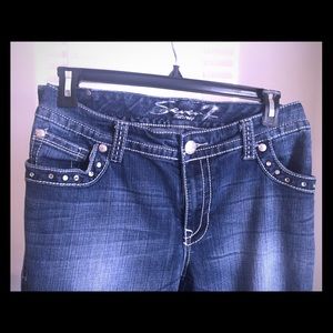Seven7 rocker-slim shiny-butt jeans