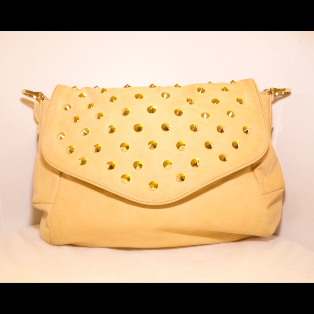Be&D leather yellow studded purse