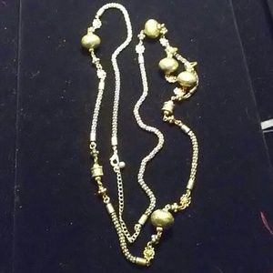 Silver/gold Artisan necklace & matching earrings