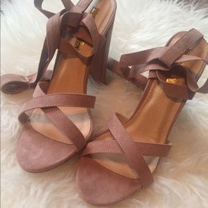 Wrap Up Suede Heels