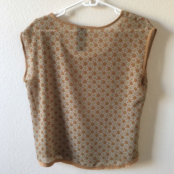 Tan Patterned Print Sheer Top - Picture 2 of 5