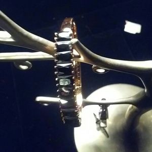 Gold plated black topaz bangle