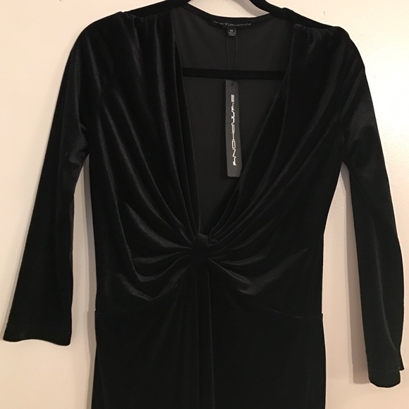 Floor length Black Velvet Dress