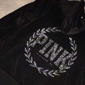BLACK VS PINK SEQUINS ZIP HOODIE
