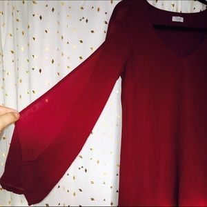 Tobi Burgundy Open Sleeve Dress