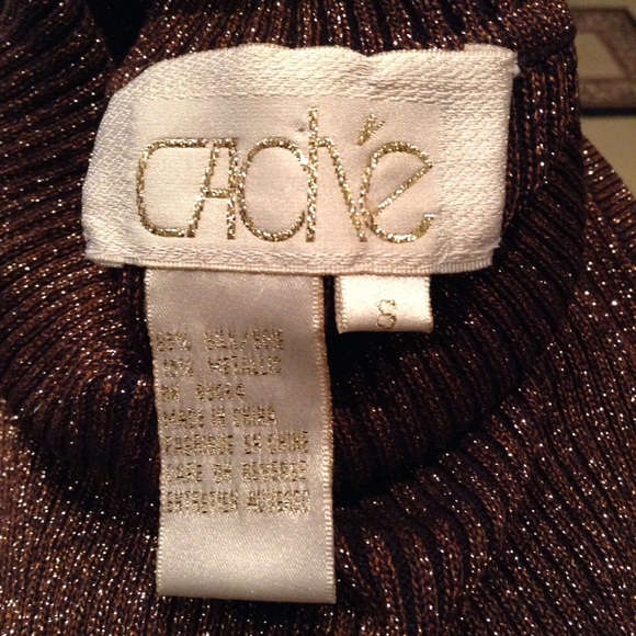 Cache Bronze Metallic Bodycon Turtleneck Top - image 4