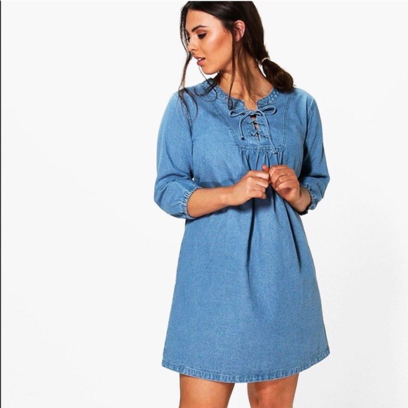 Boohoo plus denim dress