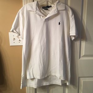 White collared polo.