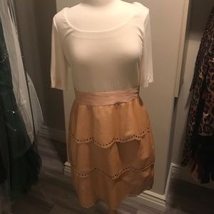 Plus size rose gold leather peplum dress