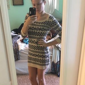 Tan and black sweater dress