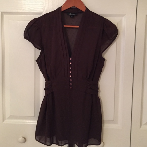 Brown tie back silky blouse