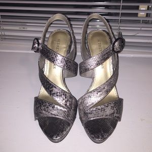 Audrey Brooke Metallic strapping high heel