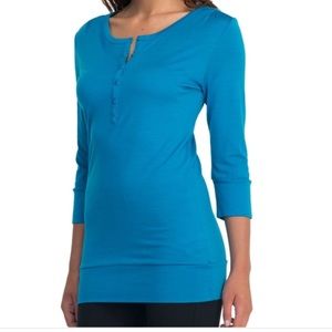 Baci Ribbed Mixed Material Tunic in Ice