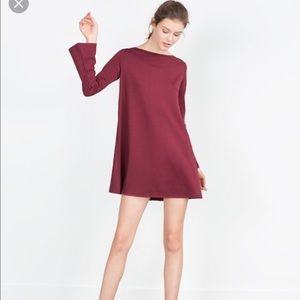 Brand New Zara Burgundy Dress with Bell Sleeves
