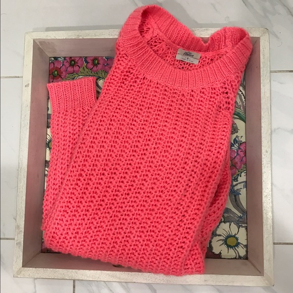 Madewell bright pink cable knit sweater