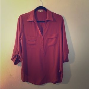 Dark orange blouse with collar