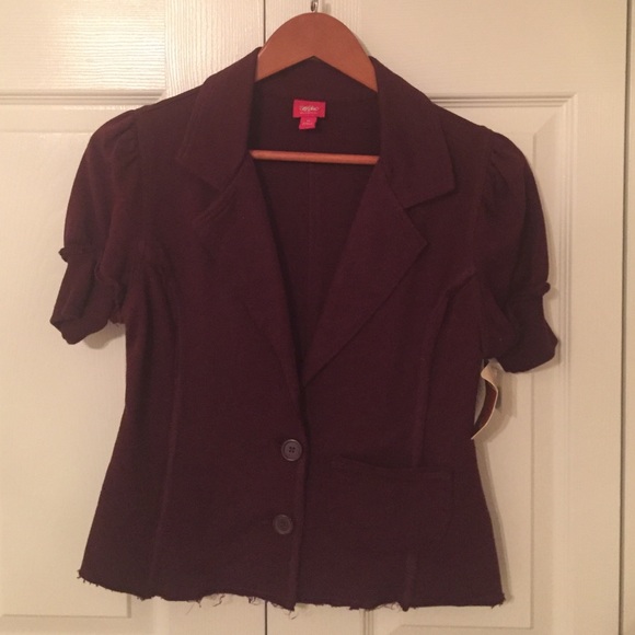Casual Burgundy Thick Cotton Blazer