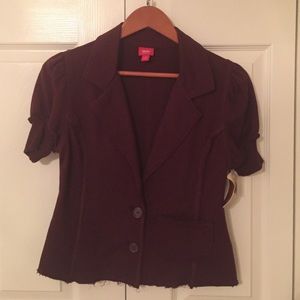 Casual Burgundy Thick Cotton Blazer
