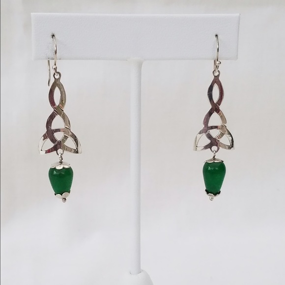 Green Onyx Sterling Silver Earrings - Picture 2 of 2