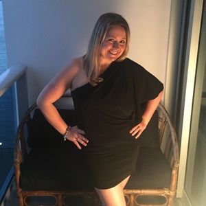 One shoulder small black dress