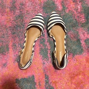 Navy and cream stripped flats