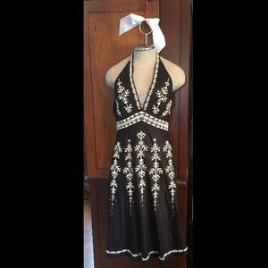 BCBG MAX AZRIA Embroidered Halter dress