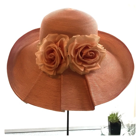 Hand signed Eric Javitz hat with pink silk roses