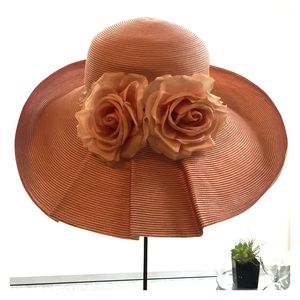 Hand signed Eric Javitz hat with pink silk roses