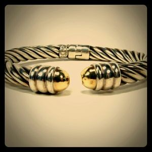 18k/Sterling Silver Hinged Cuff Bracelet. Nice!!