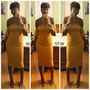 Fluted Sleeve Midi Dress
