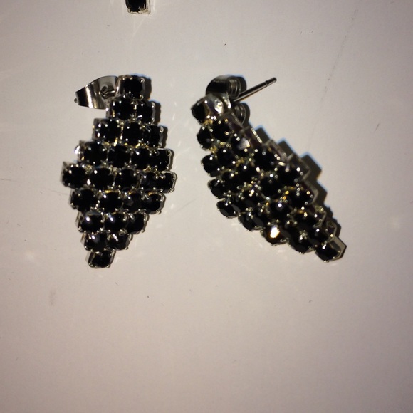 3-PIECE SET IN BLACK RHINESTONES - Picture 3 of 4