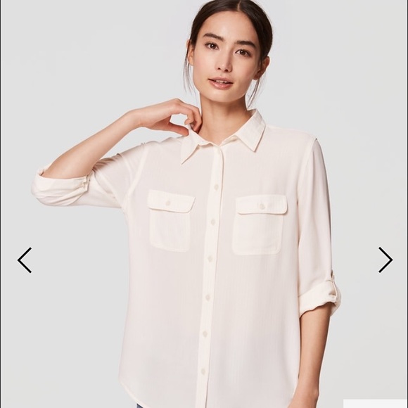LOFT Tops - Shimmer white utility blouse - Loft LOFT Tops - Shimmer white utility blouse - Loft