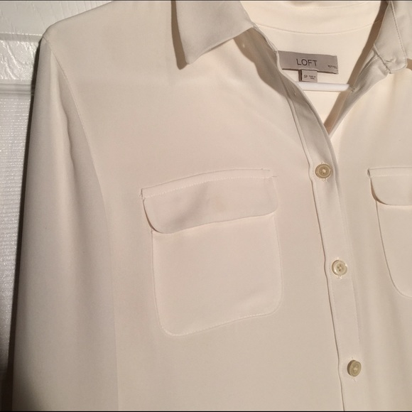 LOFT Tops - Shimmer white utility blouse - Loft LOFT Tops - Shimmer white utility blouse - Loft