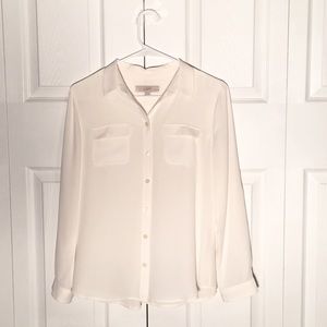 Shimmer white utility blouse - Loft