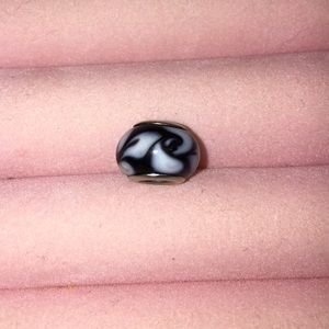 Pandora Charm - Black & Light Blue Marble