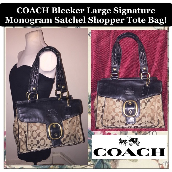 Coach Handbags - COACH Bleeker Signature Satchel Shopper Tote Bag!