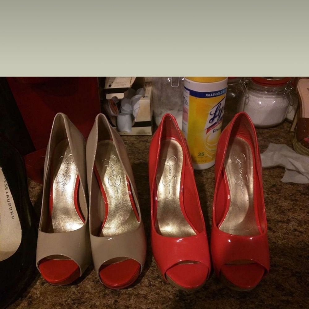 Jessica simpson heels pink pair and cream pair