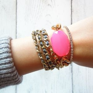 Fuchsia Gem Gold Bracelet NWOT