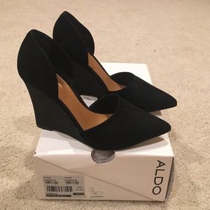 Aldo Black Suede Wedges