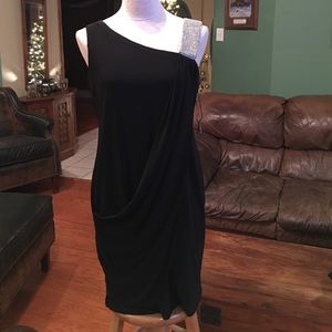 Black dressy dress with rhinestone strap
