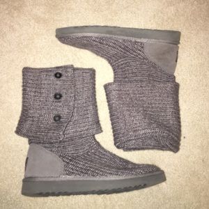 knit gray button uggs