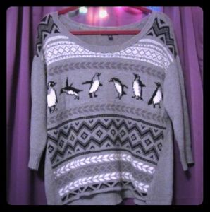 Gray American Eagle Penguin Sweater